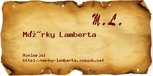Márky Lamberta névjegykártya